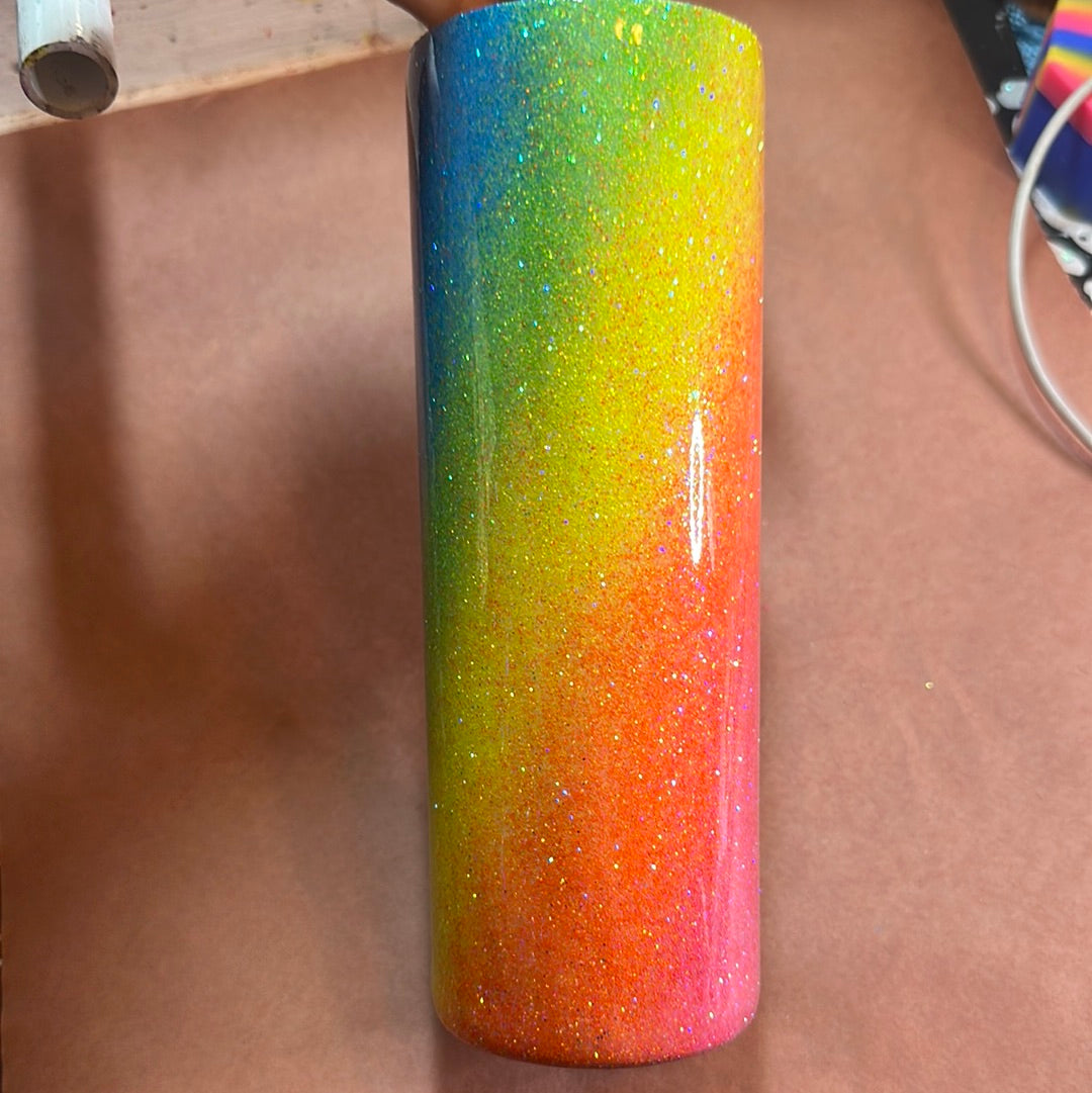 20oz Skinny Rainbow Glitter