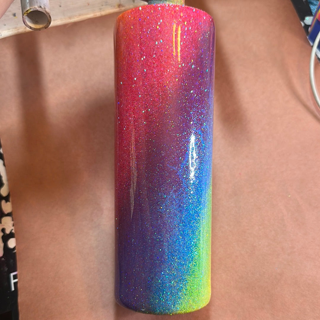 20oz Skinny Rainbow Glitter